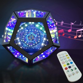 Lumoonosity Infinity Mirror Light - Dodecahedron Light for USB Powered - Infinity Lamp for Customizable Color Changing - Dodecahedron Lamp with Music Sync with Timer Function