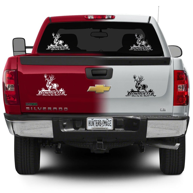 Bowhunter Mule Deer Hunting Automotive Window Decal (Black)