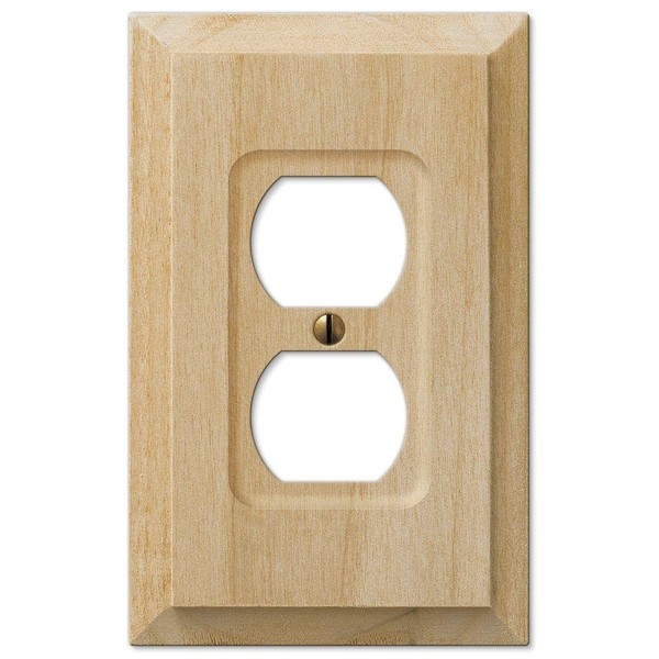 Hampton Bay Wood 1 Duplex Outlet Plate - Unfinished