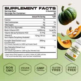 Elysx Pumpkin Seed Oil Gummies, Cold Pressed Pumpkin Seed Oil Supplement for Women and Men, Saw Palmetto Extract for Hair and Skin Health, Vegan, Sugar Free, Mixed Berry Flavor