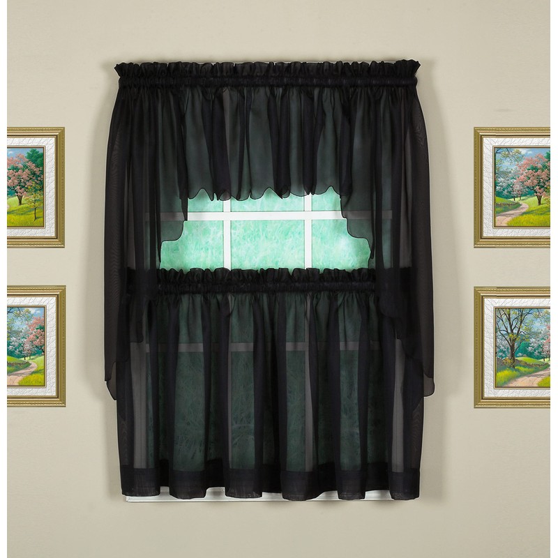 Today's Curtain Emelia Original Voile Valance 14", Black, 60" W