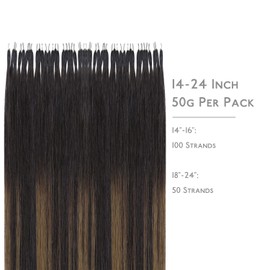 WENNALIFE Nano Bead Hair Extensions Human Hair, 50g 100s 16 Inch Balayage Dark Brown Mixed Chestnut BrownReal Human Hair Extensions for Women Invisible Nano Ring Hair Extensions Remy Hair Extensiones