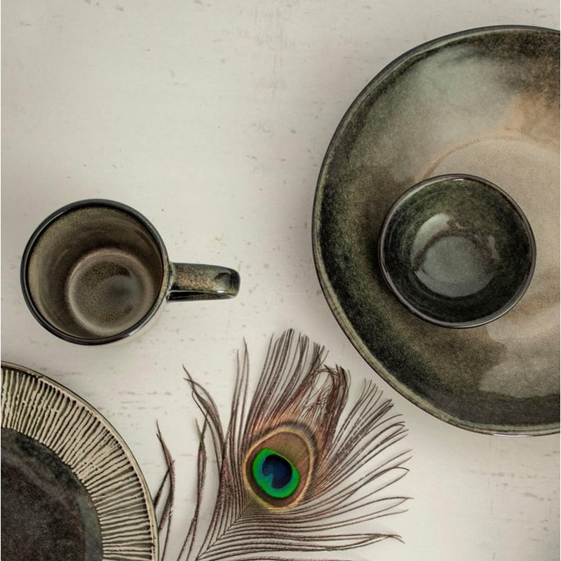 Dutch Rose Organic Bowl 23 cm Green Stoneware