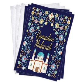 Wright Home & Gift Mosque Ramadan/Eid Mubarak Greeting Cards | 3 Pack Set + 3 Envelopes (5x7)