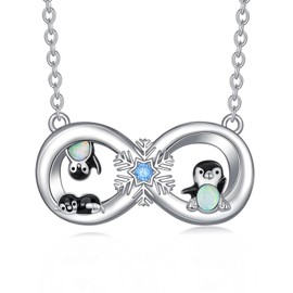 LWQQWL Penguin Necklace 925 Sterling Silver Penguin Pendant Necklace Infinity Necklace Penguin Jewelry Gifts for Women