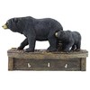 Black Bear Family Cub Keyholder Rack Hook Sculpture, Wall Mounted, 8-inch