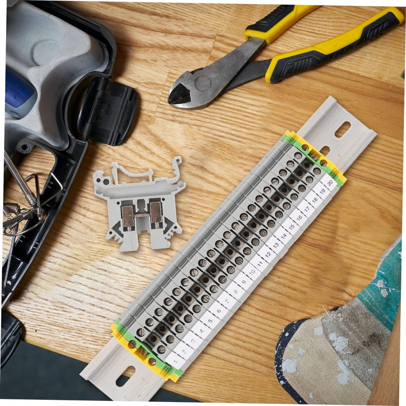 MERRYHAPY Din Rail Connector Terminal Din Block Kit Ground Block