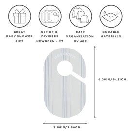 3 Sprouts Baby & Toddler Hanger Closet Dividers Set of 8 - Durable Baby Clothes Organizer, Nursery Closet Organization for Baby Clothing by Size or Age from Infant to Toddler Boy & Girl - Stripe