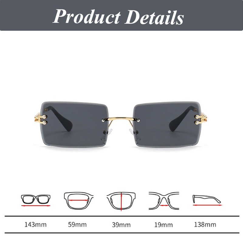 Gativs Vintage Rimless Sunglasses 4 Pairs Vintage Glasses Rimless Retro