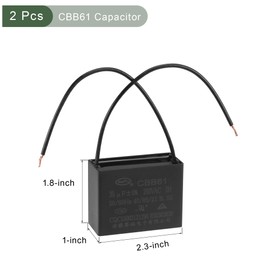 YOKIVE 2Pcs Ceiling Fan Capacitor CBB61, Metallized Polypropylene Film Capacitor Great for Fans Pumps Motors Running (30uF 250V AC 2 Wires 50/60Hz)