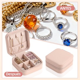 Joyero de Viaje para Mujer - Organizador Portátil con Múltiples Compartimentos - Para Anillos, Aretes, Collares y Pulseras - Alhajero Compacto y Liviano - Ideal como Regalo (Polvo de sakura-12pcs)