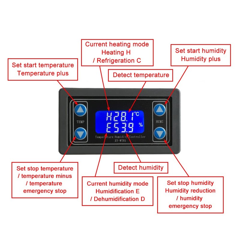 DollaTek Temperature and Humidity Control Digital Display High Precision Dual