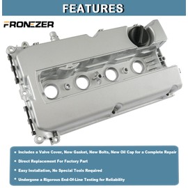 Aluminum Engine Valve Cover Kit with Gasket, Bolts, Oil Filler Cap Compatible with 2011-2016 Chevy Cruze, 2012-2018 Sonic, 2013-2020 Trax, 2009-2011 Aveo Aveo5 1.6L 1.8L Replace# 55558673 55564395