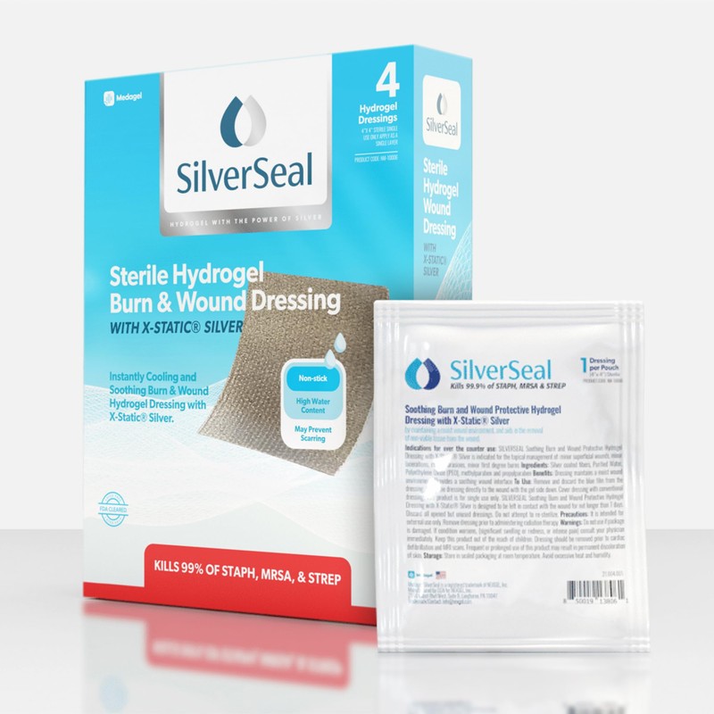 SilverSeal Burn and Wound Dressing | Hydrogel Pads with X-Static