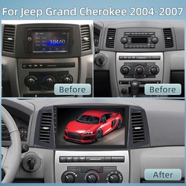 2+64G Android 13 Car Stereo for Jeep Grand Cherokee 2004-2007 - 10.1 Inch HD IPS Touch Screen Radio - Wireless Carplay & Android Auto/DSP/WiFi/GPS/Mirror Link + AHD Rear View Camera & Micron
