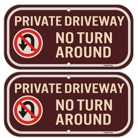2 Pack Private Driveway No Turnaround Sign 12 x 6 Inches Private Driveway Sign Metal Reflective Rust Aluminum Weatherproof UV Protected Easy Mounting Indoor Outdoor Use