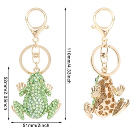 Honbay 1PCS Rhinestone Frog keychain Sparkling Animal Keyring Decoration in A Box for Bag Purse Wallet Handbags Backpack, Green, 110mm/4.33inch