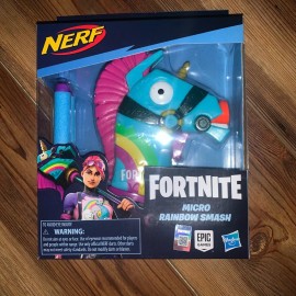 NERF Fortnite Epic Games Micro Rainbow Smash Dart Gun with 2 Darts New Hasbro