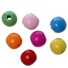 Sadingo Colourful Wooden Beads, 12 mm, Pack of 200, Wooden Beads for Threading, Craft Beads Made of Wood, Colourful Wooden Balls with Hole, Rainbow Coloured Beads, Threading Beads, Craft Beads Set for