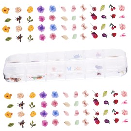 Healeved 1set Pulp Nail Art Charms Maple Leaves and Flower Flakes for Creative Nail Decoration