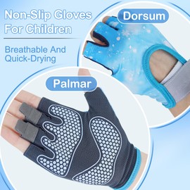 CubePlug Boys Girls Non-Slip Cycling Gloves Half Finger - Padded Grips Palm for Unisex Children, Ideal for Summer Riding, MTB, Bike, Sports, Hiking, Climbing, and Gym (Blue, M)