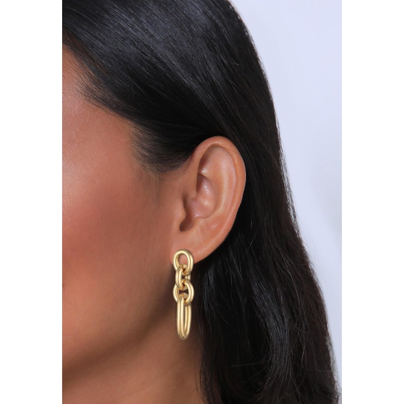 Elli Women's Earrings Link Chain Element Gold Colour, Brass, No