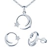Yumilok Moon Star Jewelry Sets, Solid 925 Silver Women Earrings Pendant Necklace