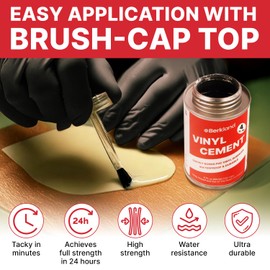 [4 oz] Vinyl Cement Glue - Super Glue for Inflatables - Waterproof, Fast-Setting, Flexible Bond for Pool Liners, Vinyl Fabrics, Tent, and Tarps