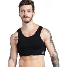 JOCKMAIL Men's Neoprene Brace Vest Chest Support Strap Fitness Gym Sports Bra Vest Mens Chest Compression Vest High Waist Yoga Pants with Pockets - Colour: Black, Size: Small