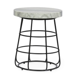 espidoo Round Side Table Modern Design: Marble Top & Metal Frame for Living Room Sofas - Compact 18" Accent Table for Urban Apartments & Small Spaces