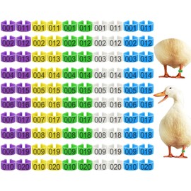 Keedolla 100Pcs 20mm Chicken Leg Rings 5 Colors Numbered Chicken Identification Leg Bands Poultry Tags, Poultry Ankle Rings for Ducks Guinea Goose Gamefowl Turkey - Medium