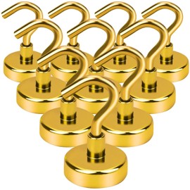 E BAVITE Strong Magnetic Hooks Heavy Duty, 22Lbs Rare Earth Magnets for Refrigerator, Home, Kitchen, Office, Cruise – 10 Pack(Yellow)