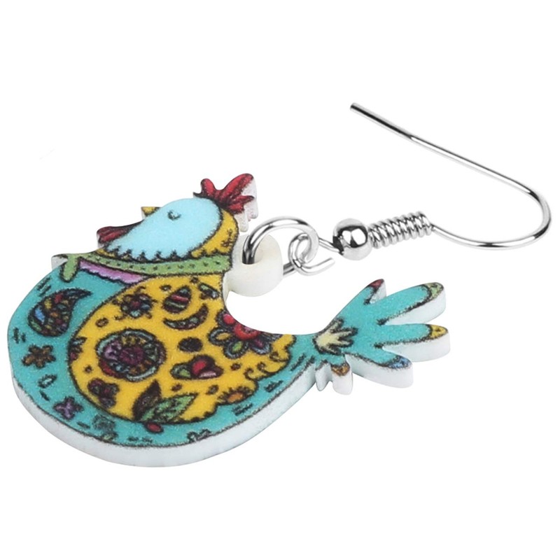 NEWEI - arete de gallina de acrílico con diseño floral