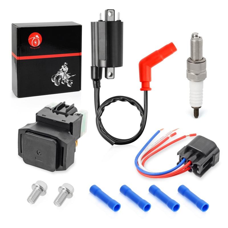 MOTO1988 Ignition Coil & Starter Solenoid Relay Spark Plug Compatible
