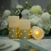 H-BLOSSOM Flickering Flameless Candles Ivory Real Wax Pillar with Embedded