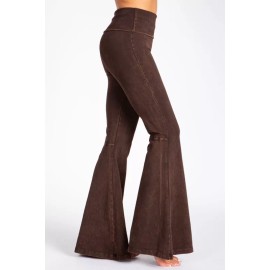 Chatoyant Mineral Wash Seam Detail Bell Bottoms Brown Small