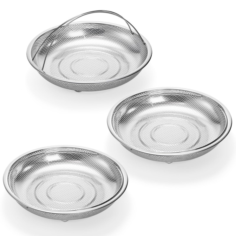Cididu 3 Pack Steamer Basket for Cooking, Micro-Perforated Strainer Colander