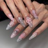 LBPEPAMZ 24Pcs Pink Press on Nails Medium Almond Fake Nails
