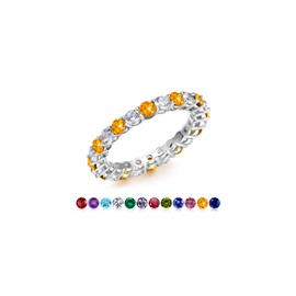 Iefil Citrine Ring, November Birthstone Band, Eternity Band, Birthstone Rings for Women, Size 7