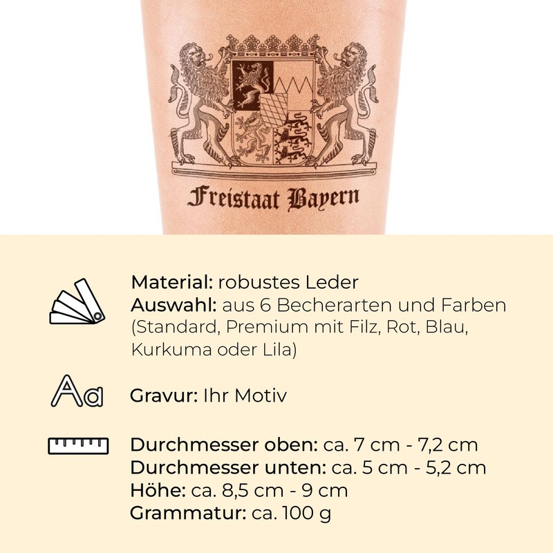 Individual Dice Cup with Own Engraving Motif + 6 Dice