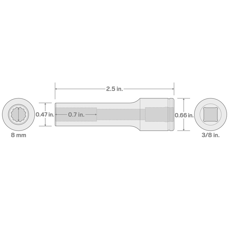 TEKTON 3/8 Inch Drive x 8 mm Deep 12-Point Socket