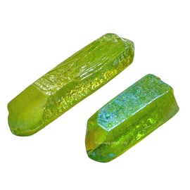 Amazing Gemstone 2 Pieces Apple Aura Quartz Raw Pencil Points Crystals and Healing Stones, Natural Rocks for Meditation and DIY Raw Point Stones and Crystals