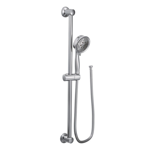 Moen Eco-Performance Chrome Handheld Showerhead with 69-Inch-Long Hose Featuring 30-Inch Wall-Mounted Slide Bar, Four-Function Hand Shower offers Personalized Spray, 3667EP