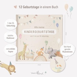 Mintkind Children's Photo Album Beige - Memory Book Children's Birthday with Filling Pages - Memory Album 1 to 12 Years - Birth Gift for Boys & Girls