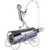 BRUBAKER Wine Bottle Holder 'Fisherman Catching Fish' - Metal Sculpture