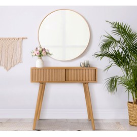 Console Table, Small Console Tables for Entryway，31" Vanity Desk Fluted Dresser Side Table, Brown Entry Table Narrow Console Table Modern Hallway Table Modern Sofa Table for Living Room