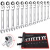 Towallmark 12-Piece Flex-Head Wrench Set, Ratcheting Combination Set, Metric 8-19mm,
