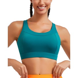 RUNNING GIRL High Impact Sports Bra for Women,Running Sports Bras for Women High Support Yoga Bra with Sewn in Pads(3100_Teal_M)
