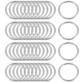TOP-VIGOR 40Pcs Metal O Rings, 15mm ID 1.6mm Thickness Multi-Purpose O Rings Buckles,Non-Welded O-Ring Buckle, Metal Rings Heavy Duty for Craft Belt Purse Bag Making Hardware, Silver Tone