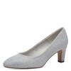 Tamaris Women's Textile Block Heel Pumps, Silver Glam